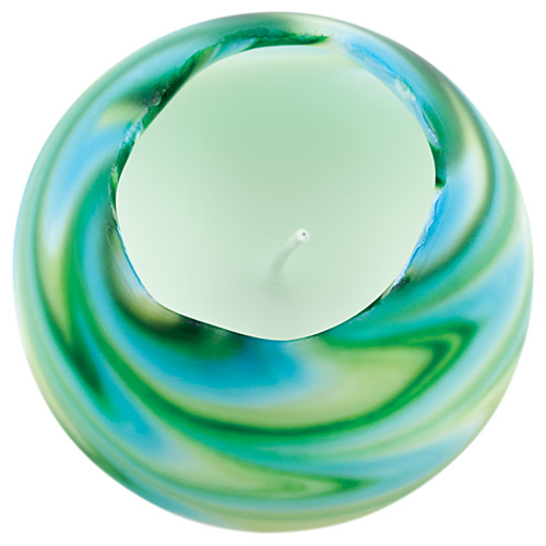 Miniature Round Candleholder (Turquoise & Greens) Frosted Malta,Glass Lifestyle Range Malta, Glass Lifestyle Range, Mdina Glass
