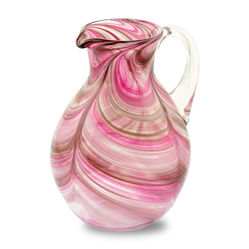 Mixed Pink Round Jug Malta,Glass Jugs Malta, Glass Jugs, Mdina Glass