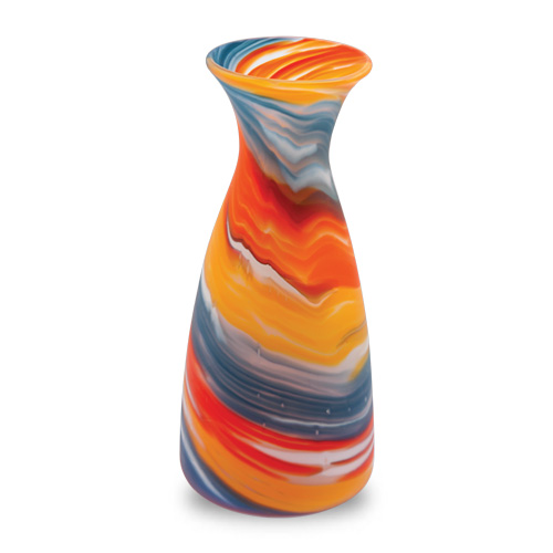 Orange with Pigeon Blue & Yellow Frosted Carafe Malta,Glass Lifestyle Range Malta, Glass Lifestyle Range, Mdina Glass