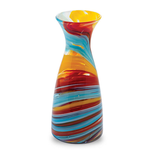 Yellow with Turquoise & Red Carafe Malta,Glass Lifestyle Range Malta, Glass Lifestyle Range, Mdina Glass