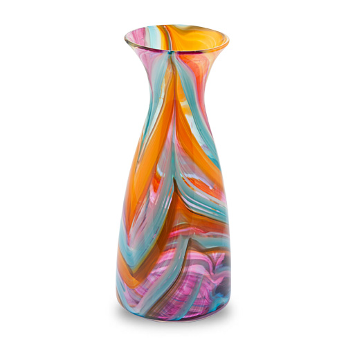 Turquoise with Italian Pink & Yellow Carafe Malta,Glass Lifestyle Range Malta, Glass Lifestyle Range, Mdina Glass