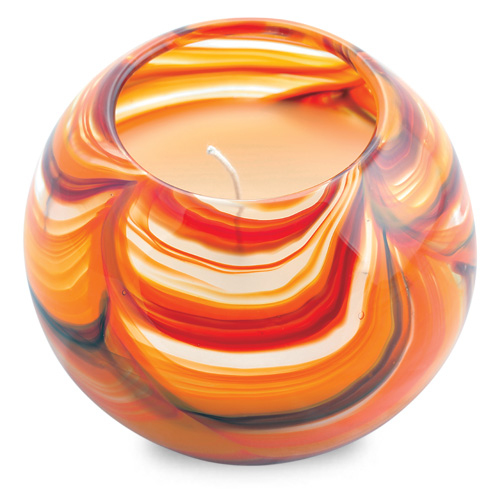Small Round Candleholder (Oranges & Reds) Malta,Glass Lifestyle Range Malta, Glass Lifestyle Range, Mdina Glass