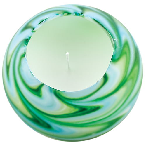 Small Round Candleholder (Turquoise & Greens) Frosted Malta,Glass Lifestyle Range Malta, Glass Lifestyle Range, Mdina Glass