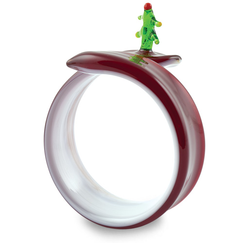 Round Red Christmas Tree Napkin Ring Malta,Glass Tableware Malta, Glass Tableware, Mdina Glass