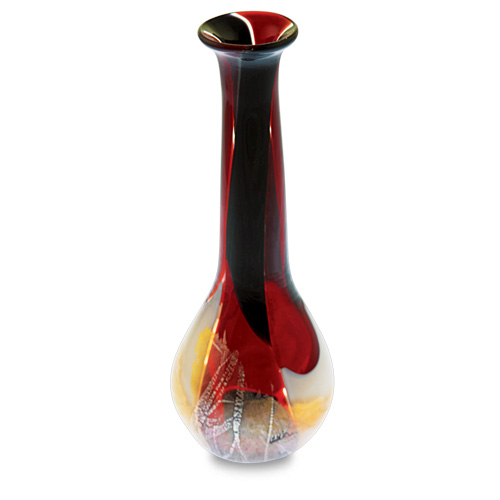 Red Mosaico Miniature Baseball Vase Malta,Glass Vases Malta, Glass Vases, Mdina Glass
