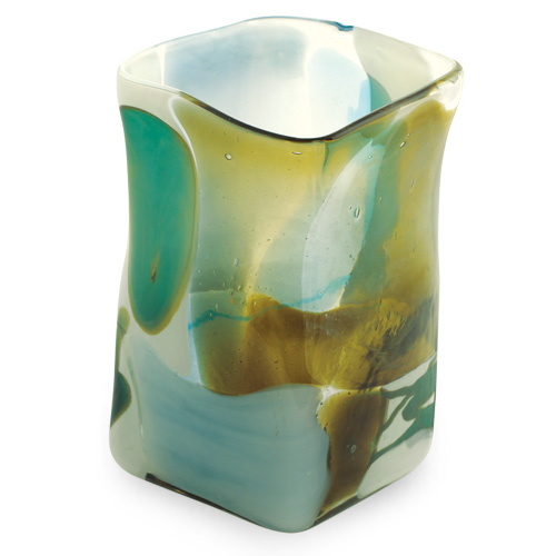 Vanilla Sky Medium Wide Cube Vase Malta,Glass Vanilla Sky Malta, Glass Vanilla Sky, Mdina Glass