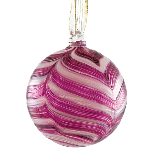 Patterned Pink & Cream Small Round Bauble Malta,Glass Baubles Malta, Glass Baubles, Mdina Glass