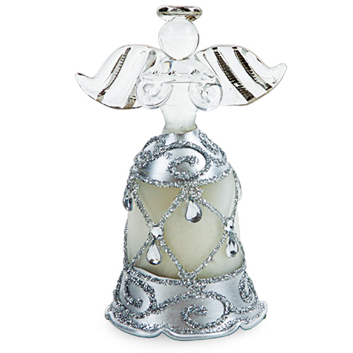 Flared Silver Angel with Diamonds Malta,Glass Decorative Angels Malta, Glass Decorative Angels, Mdina Glass