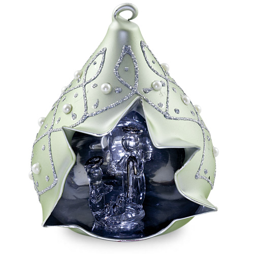 Medium Triangle Silver Crib with Pearls Malta,Glass Decorative Cribs Malta, Glass Decorative Cribs, Mdina Glass