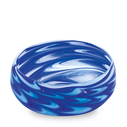 Turquoise & Cobalt Blue Cracker Bowl Frosted Malta,Glass Serving Bowls Malta, Glass Serving Bowls, Mdina Glass