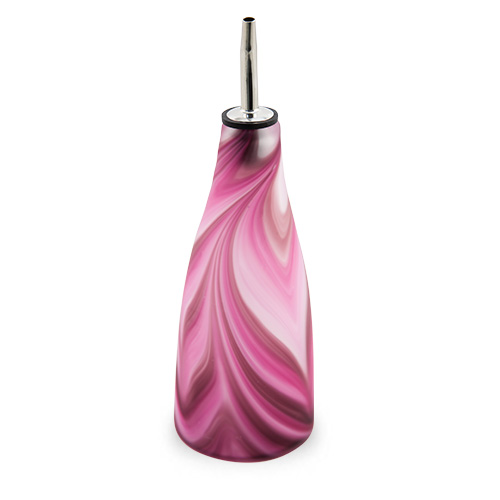Mixed Pink Frosted Oil / Vinegar Bottle Malta,Glass Lifestyle Range Malta, Glass Lifestyle Range, Mdina Glass