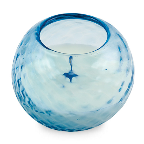 Miniature Round Candleholder (Turquoise Blue) Malta,Glass Textured Range Malta, Glass Textured Range, Mdina Glass