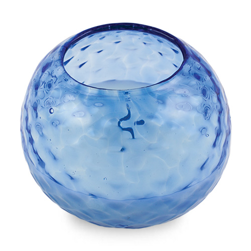 Miniature Round Candleholder (Iris Blue) Malta,Glass Textured Range Malta, Glass Textured Range, Mdina Glass