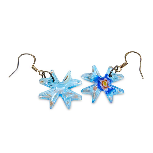 Earrings with Maltese Cross - Light Blue Malta,Glass Earrings Malta, Glass Earrings, Mdina Glass