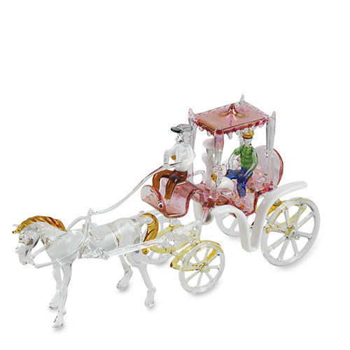 Horse & Cab with 3 passengers Malta,Glass Figurines Malta, Glass Figurines, Mdina Glass