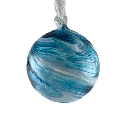 Blue Small Round Bauble Malta,Glass Personalised Baubles Malta, Glass Personalised Baubles, Mdina Glass