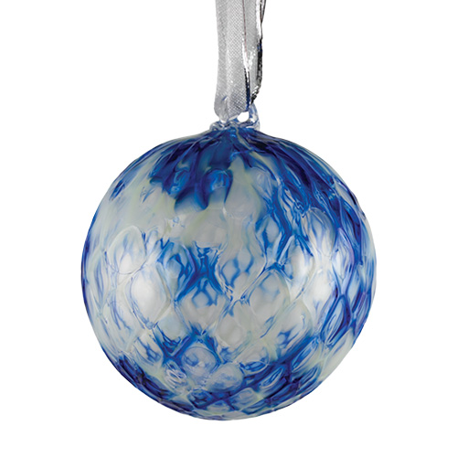 Candy Blue Large Round Pine Bauble Malta,Glass Baubles Malta, Glass Baubles, Mdina Glass