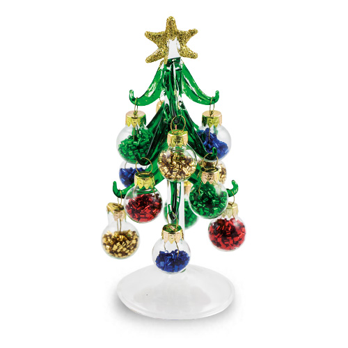 Small Christmas Tree / Baubles with Tinsel Malta,Glass Trees with Baubles Malta, Glass Trees with Baubles, Mdina Glass
