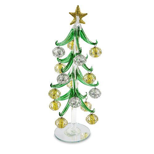Large Tree / Clear Baubles with Gold & Silver Malta,Glass Trees with Baubles Malta, Glass Trees with Baubles, Mdina Glass